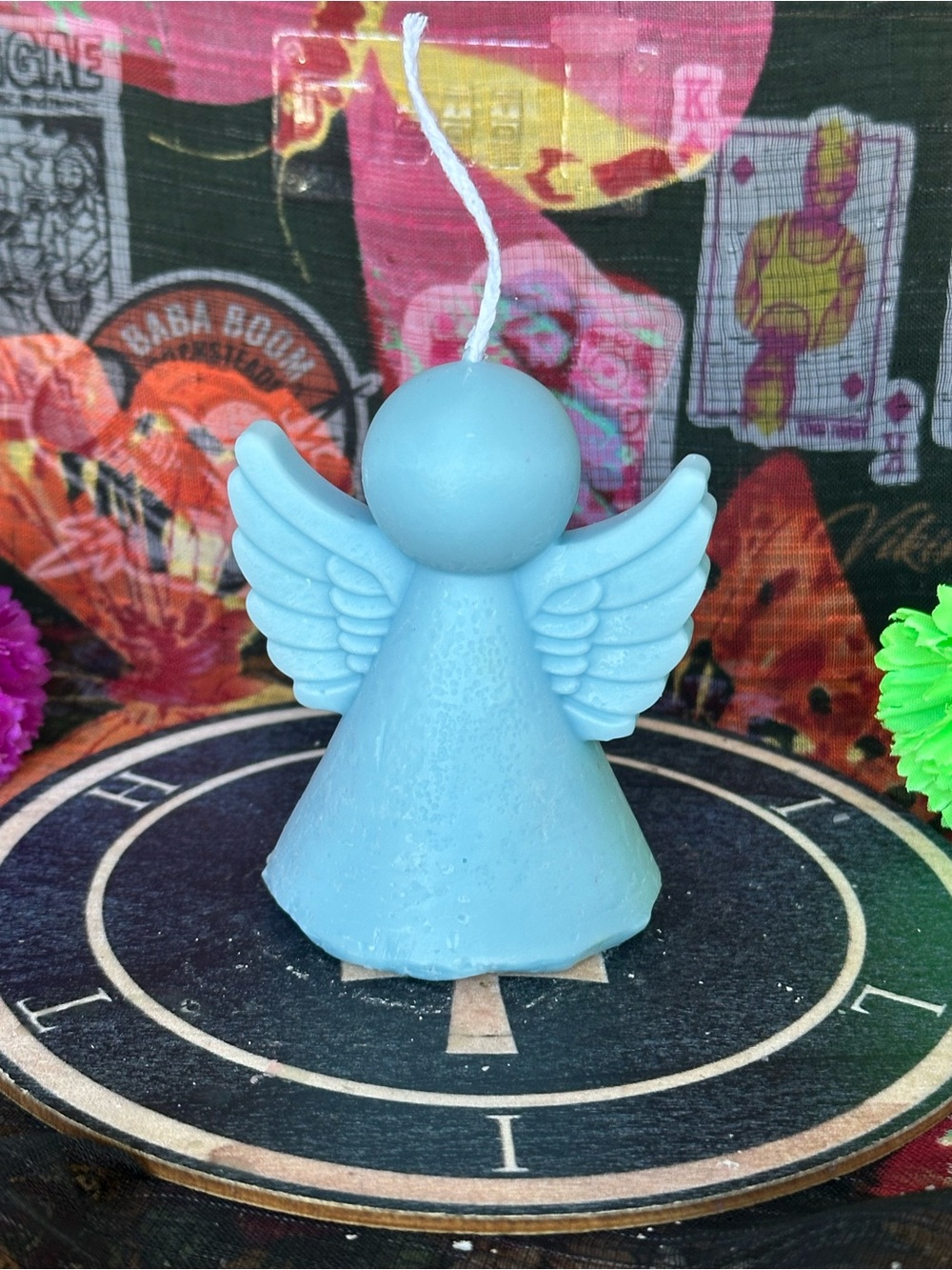 Handmade Blue Angel Candle – Winged Guardian Figure